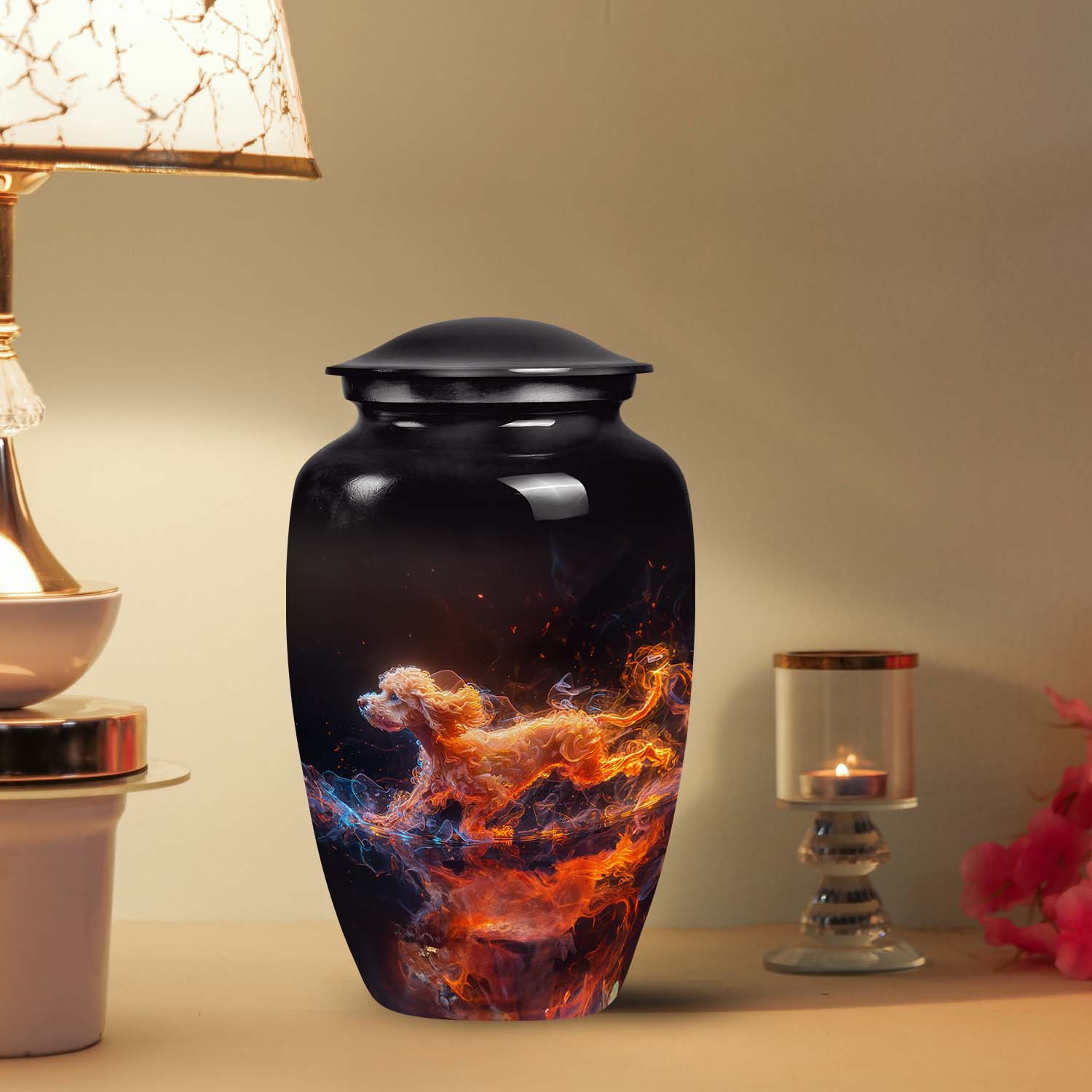 Handcrafted Miniature Poodle Urn for Pet Ashes - Dog Memorial Urn