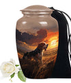 Dog Cremation Urn for Ashes – Beagle Tribute Urn with Fiery Sky
