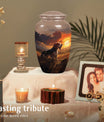 Dog Cremation Urn for Ashes – Beagle Tribute Urn with Fiery Sky