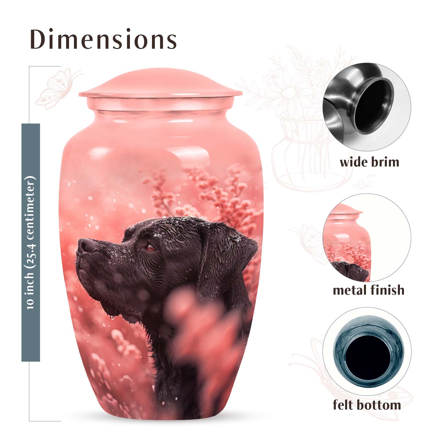 Labrador Custom Cremation Urn for Pet Ashes - Personalised Pet Urn