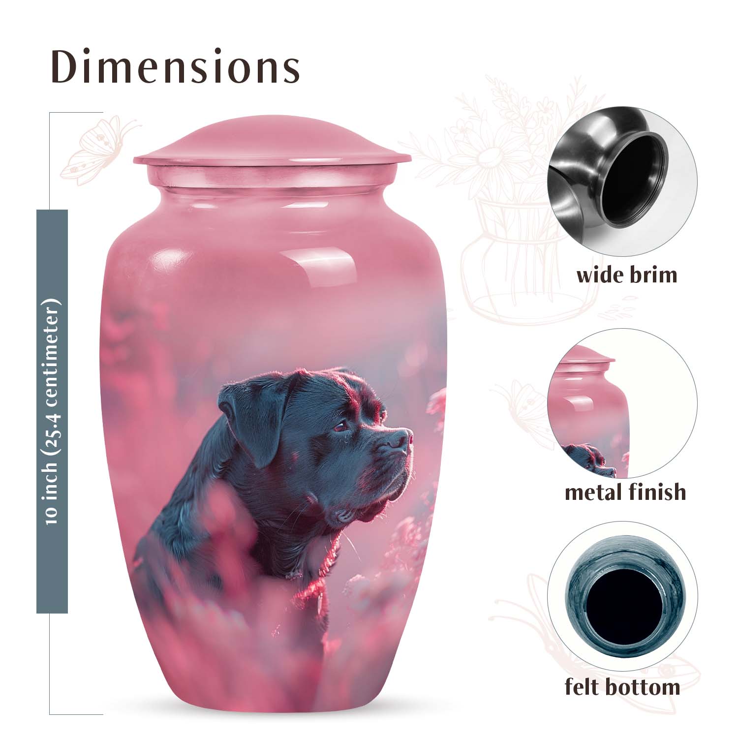 Pink Pet Memorial Urn – Artistic Keepsake for Dog Ashes