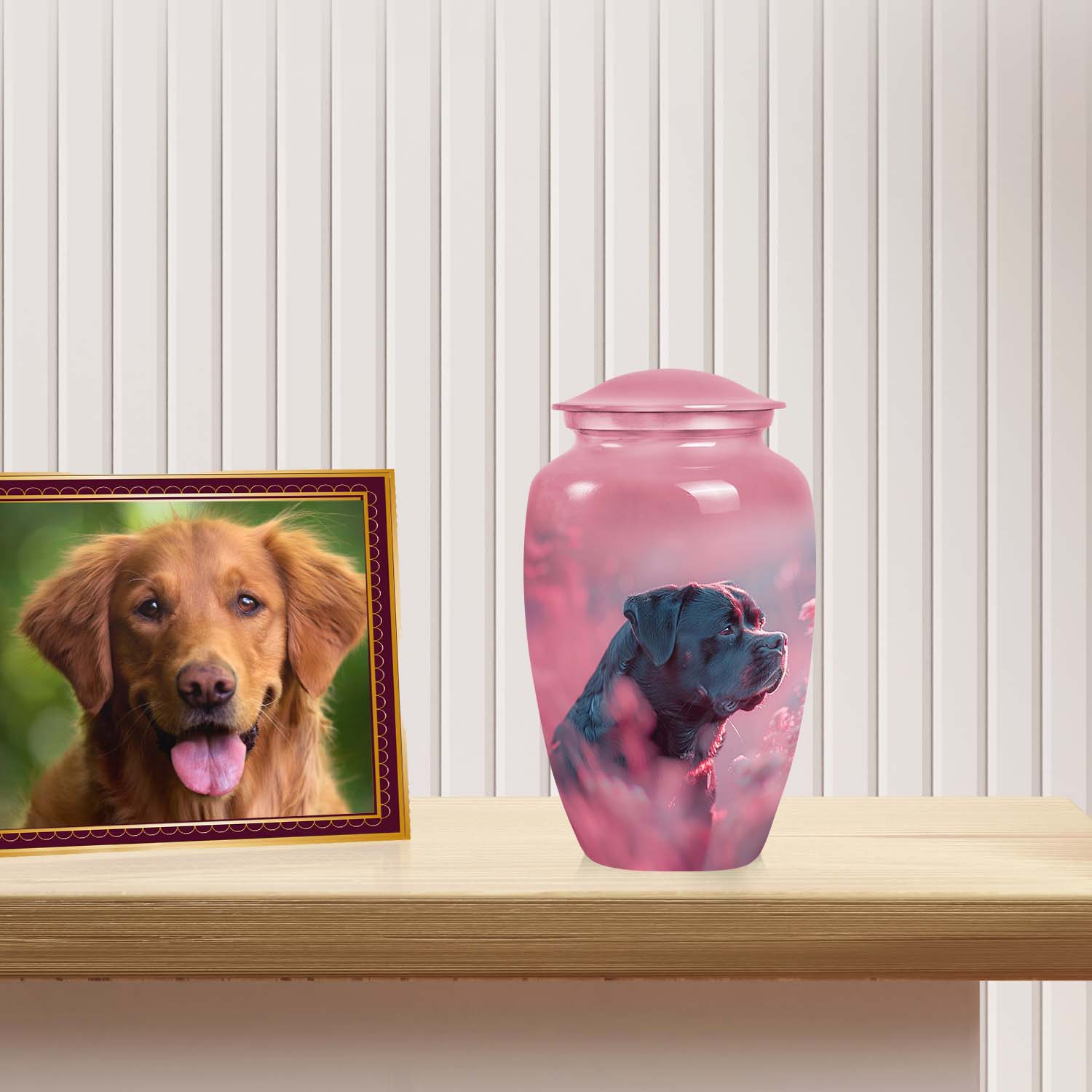 Pink Pet Memorial Urn – Artistic Keepsake for Dog Ashes