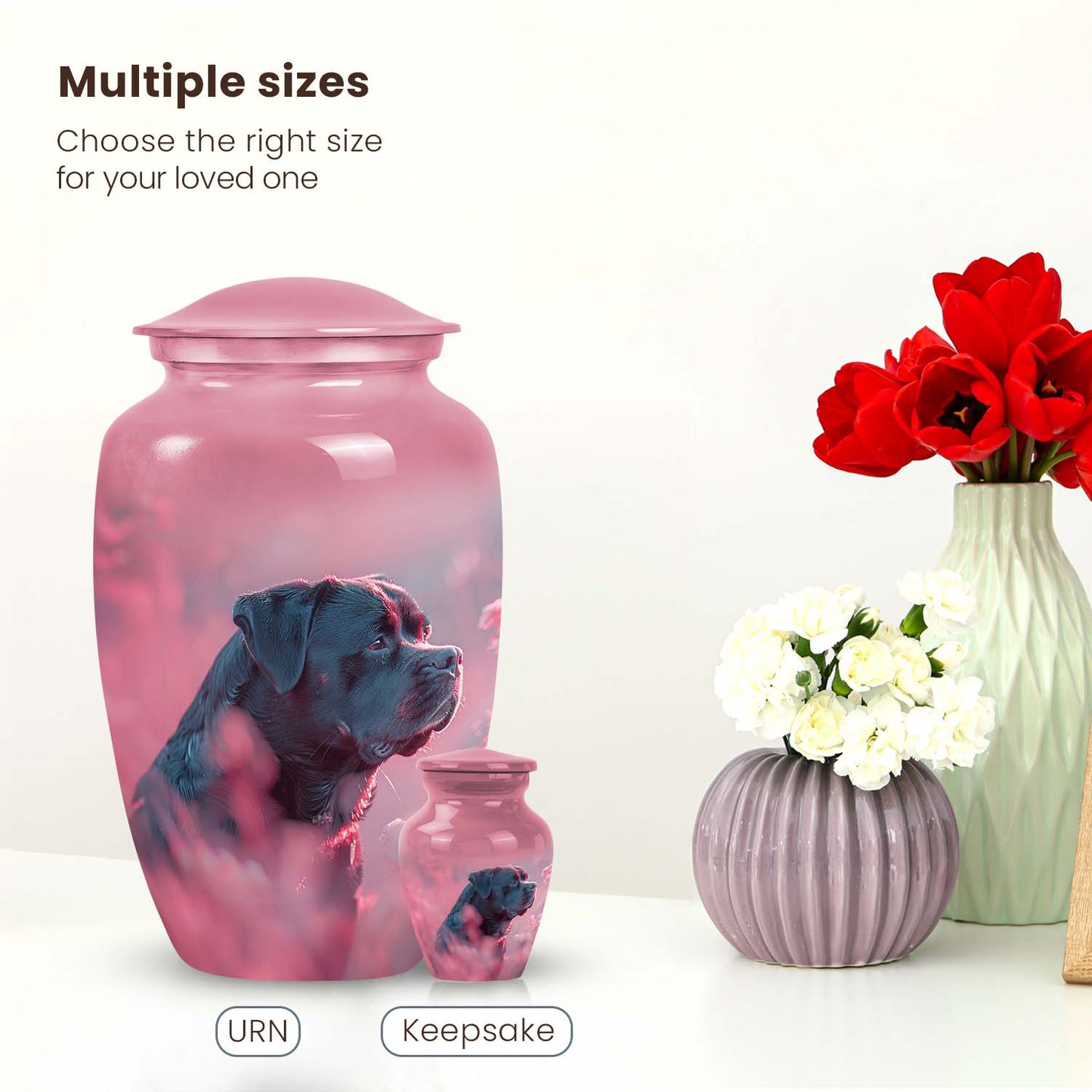 Pink Personalized Dog Keepsake Urn for Pet Ashes - Yatskia
