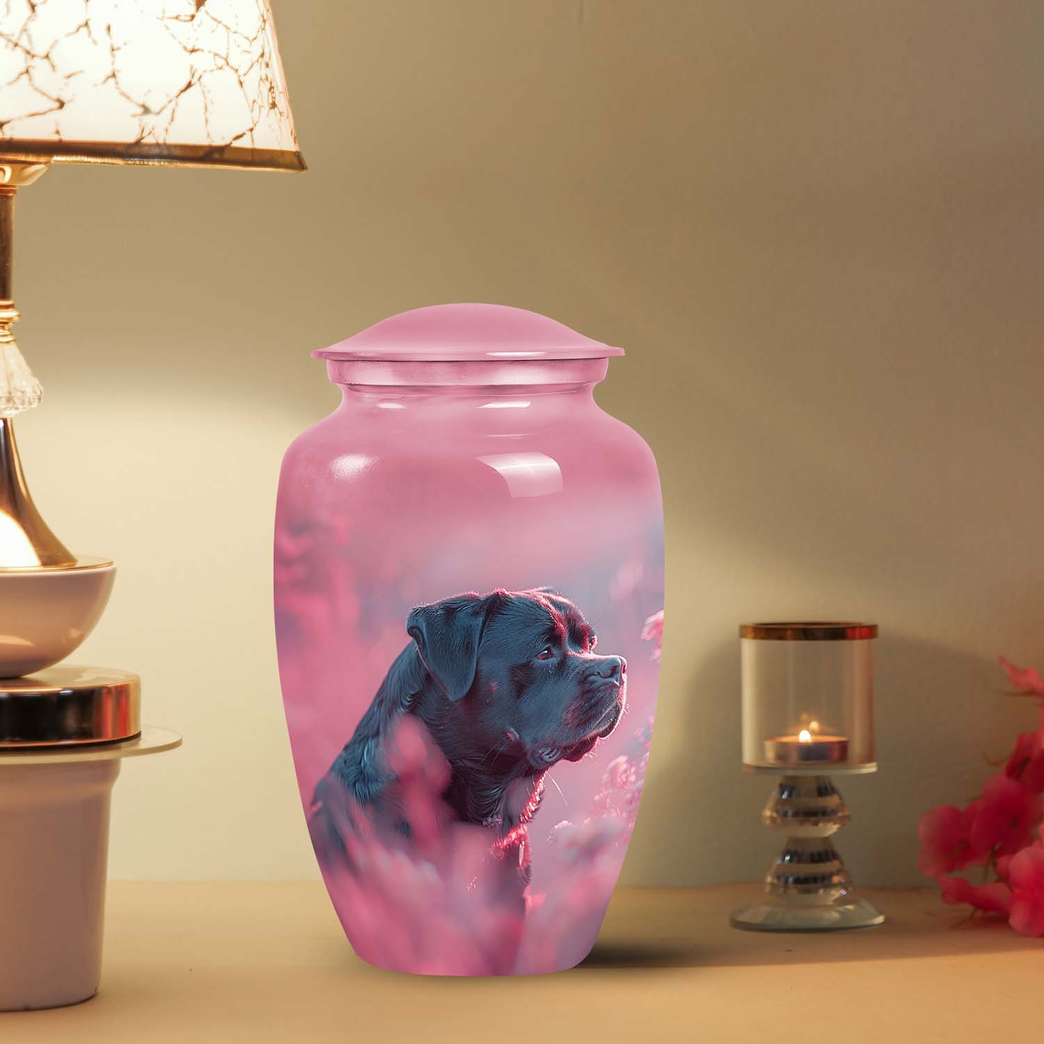 Pink Pet Memorial Urn – Artistic Keepsake for Dog Ashes