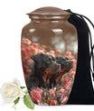 Two Rottweilers Dog Urn for Ashes – Brown Pet Memorial Keepsake