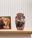 Two Rottweilers Dog Urn for Ashes – Brown Pet Memorial Keepsake