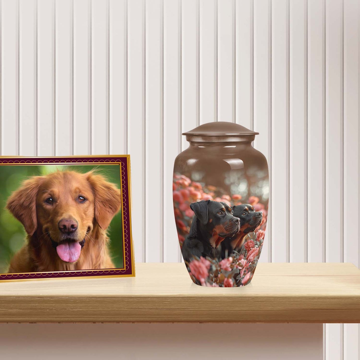 Brown Personalized Dog Keepsake Urn for Pet Ashes - Yatskia