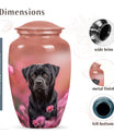 Black Labrador Dog Urn for Ashes – Pink Floral Pet Memorial Keepsake Urn