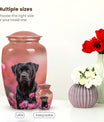 Black Labrador Dog Urn for Ashes – Pink Floral Pet Memorial Keepsake Urn