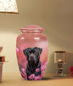 Black Labrador Dog Urn for Ashes – Pink Floral Pet Memorial Keepsake Urn