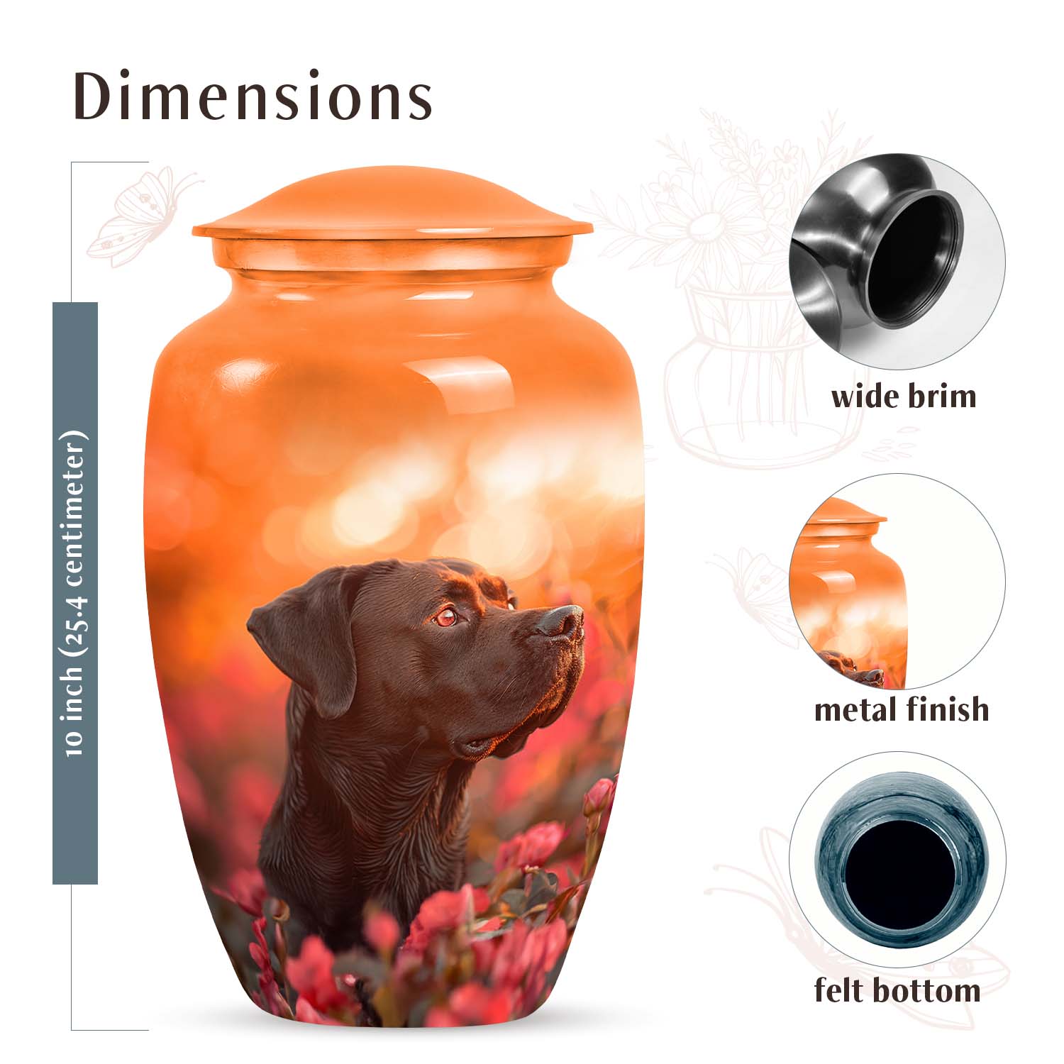 Labrador Personalized Urn for Pet Dog Ashes - Pet Cremation Urns for Dogs