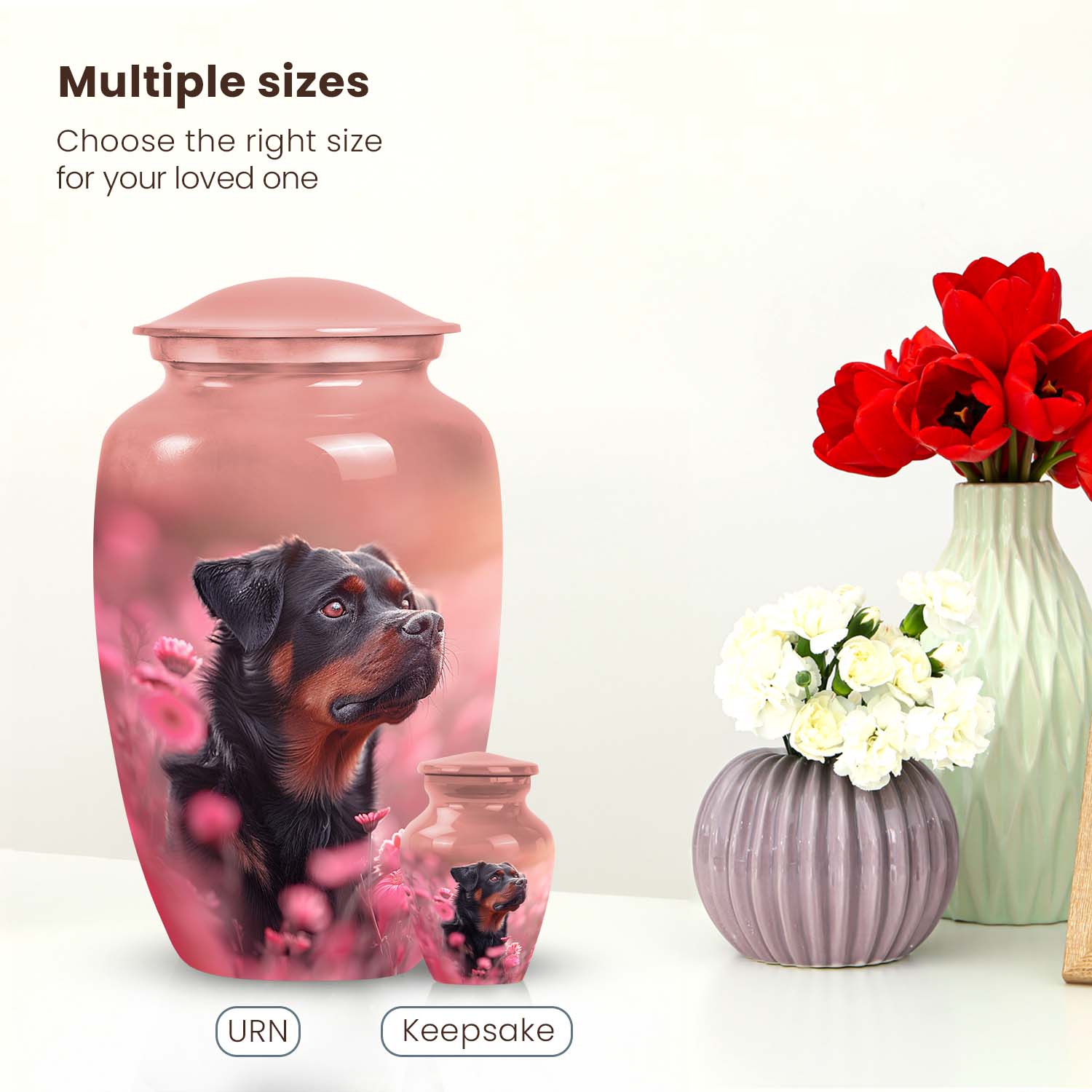 Rottweiler Pet Mini Urn for Ashes | Custom Memorial Keepsake Urn