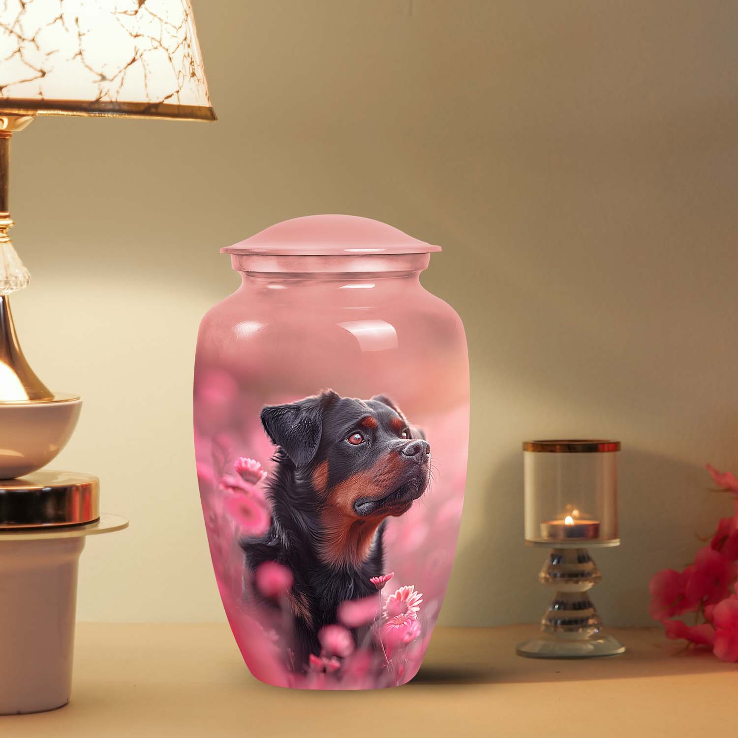 Rottweiler Pet Mini Urn for Ashes | Custom Memorial Keepsake Urn