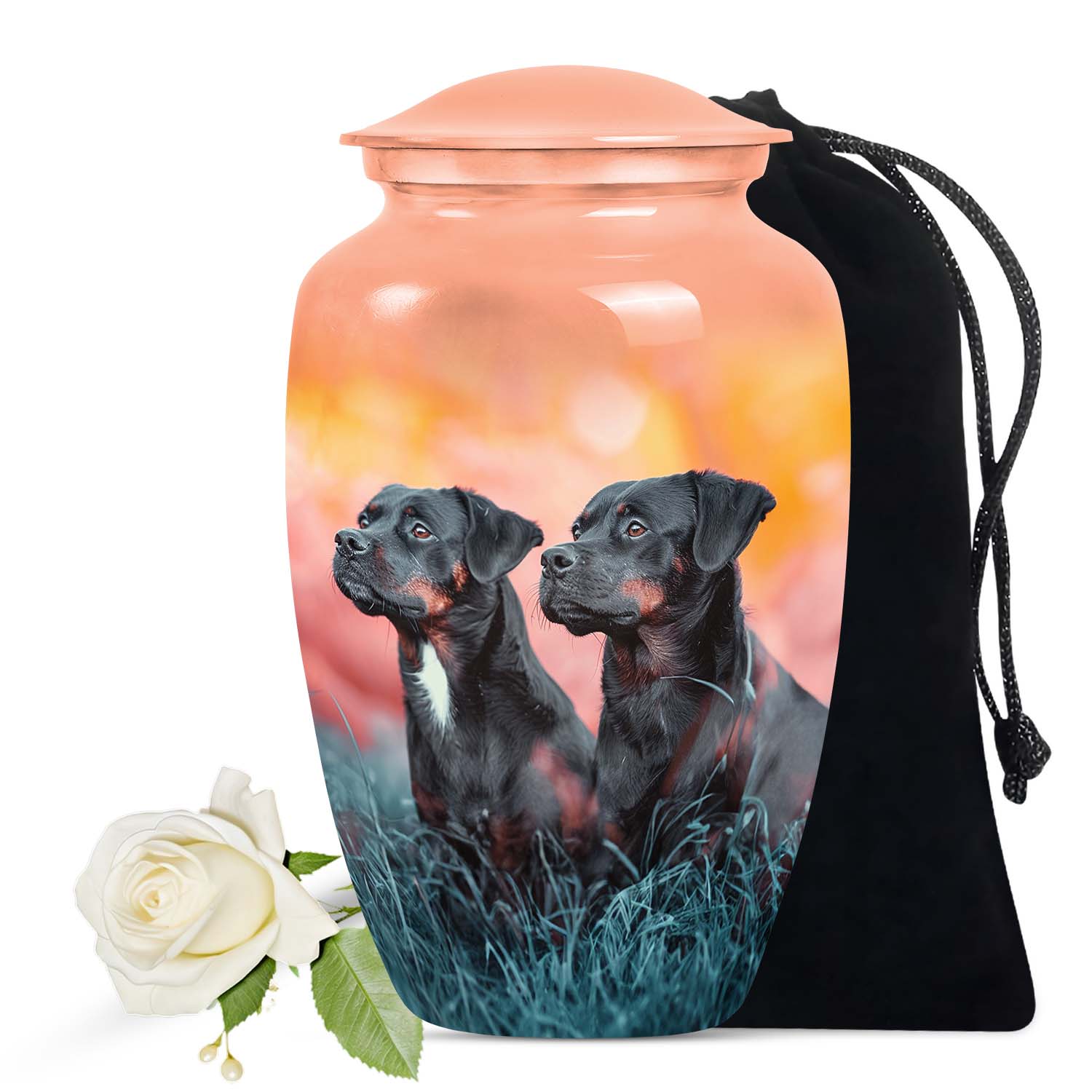 Rottweiler Dog Funeral Memorial Urn for Ashes - Custom Pet Urn