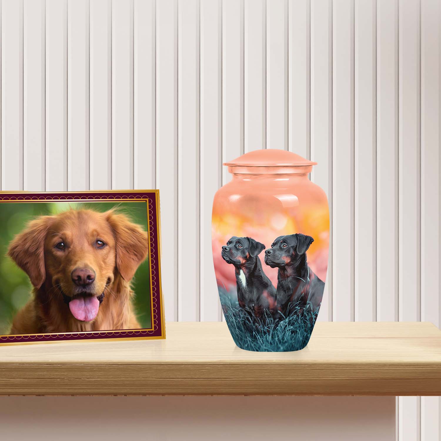 Rottweiler Dog Funeral Memorial Urn for Ashes - Custom Pet Urn