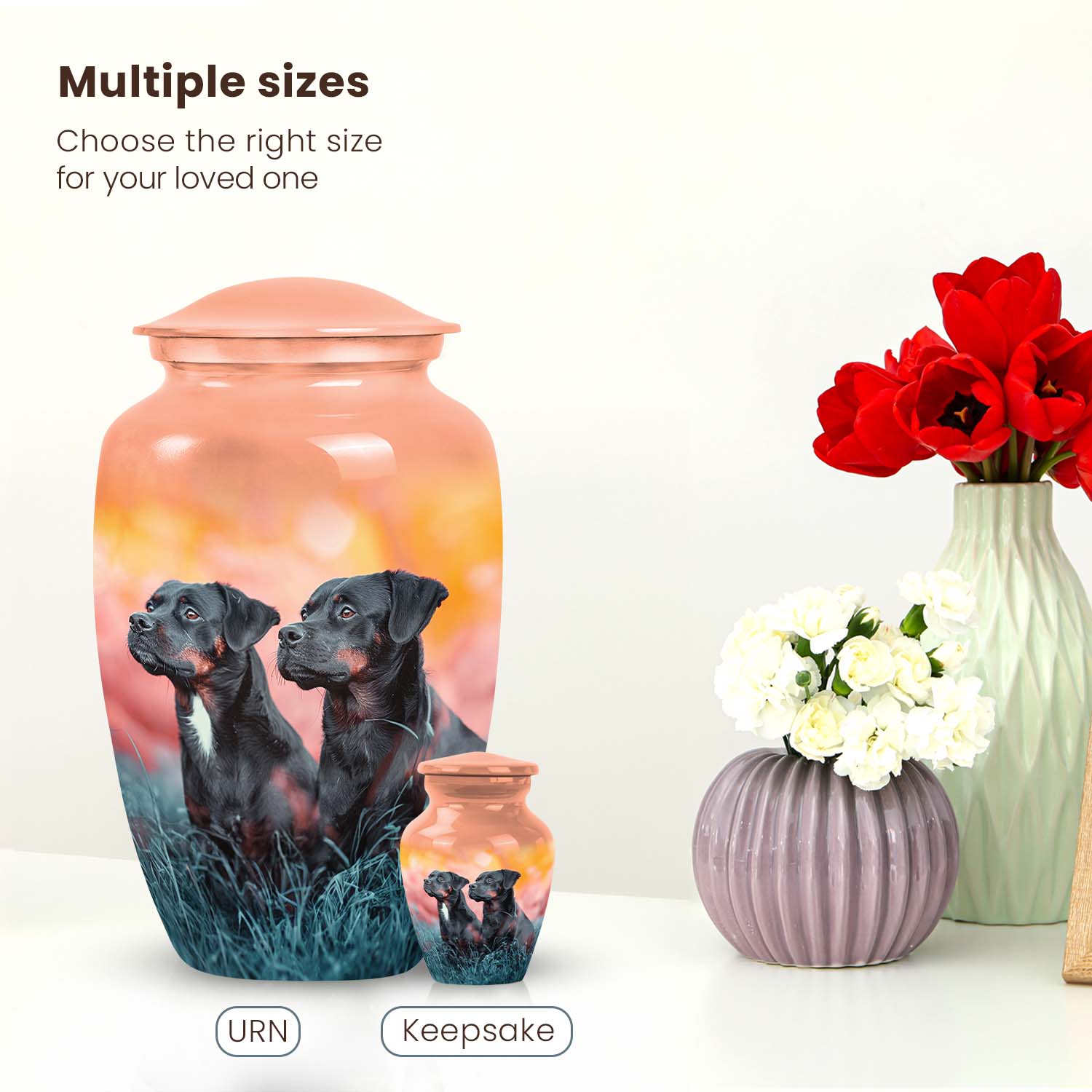 Rottweiler Dog Funeral Memorial Urn for Ashes - Custom Pet Urn
