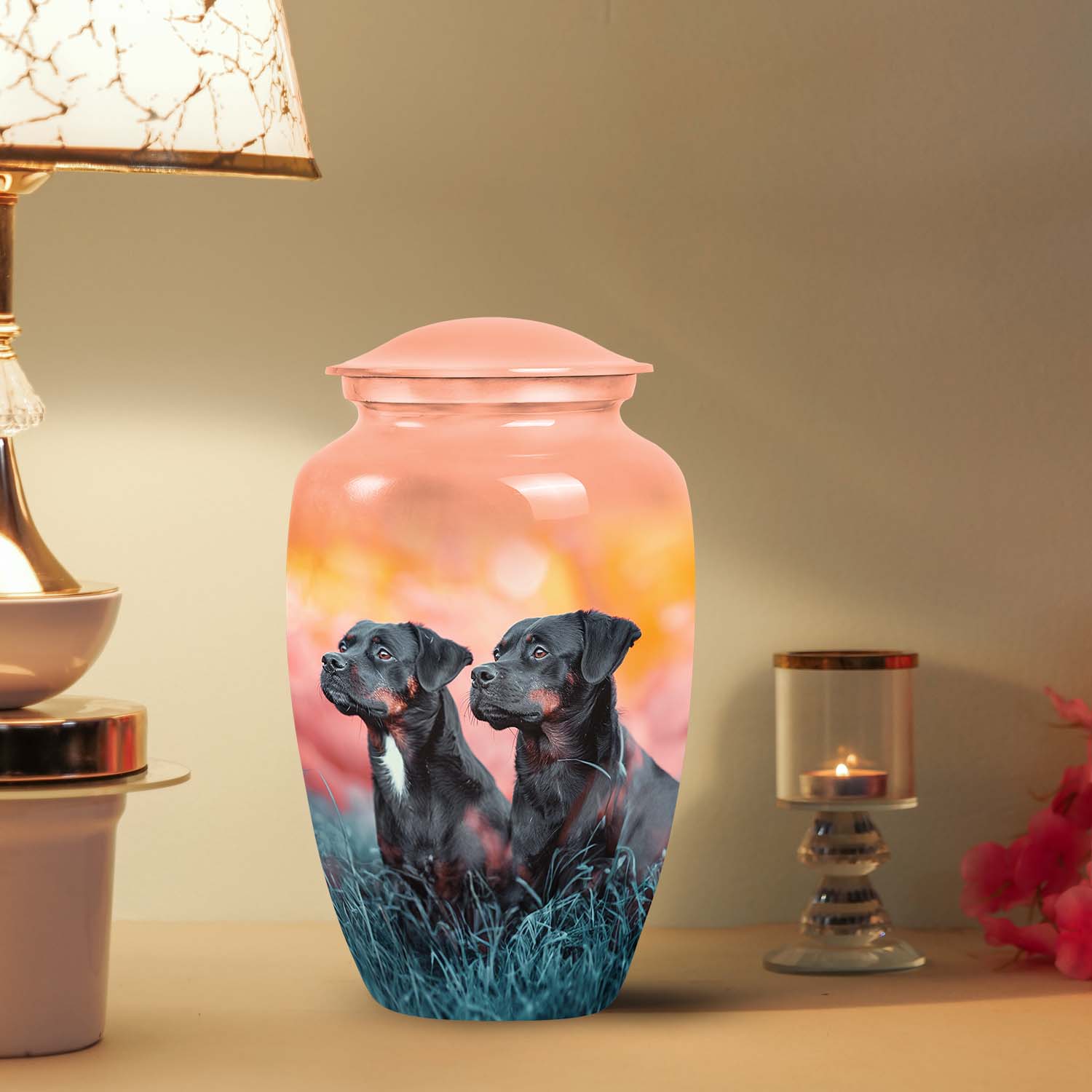 Rottweiler Dog Funeral Memorial Urn for Ashes - Custom Pet Urn