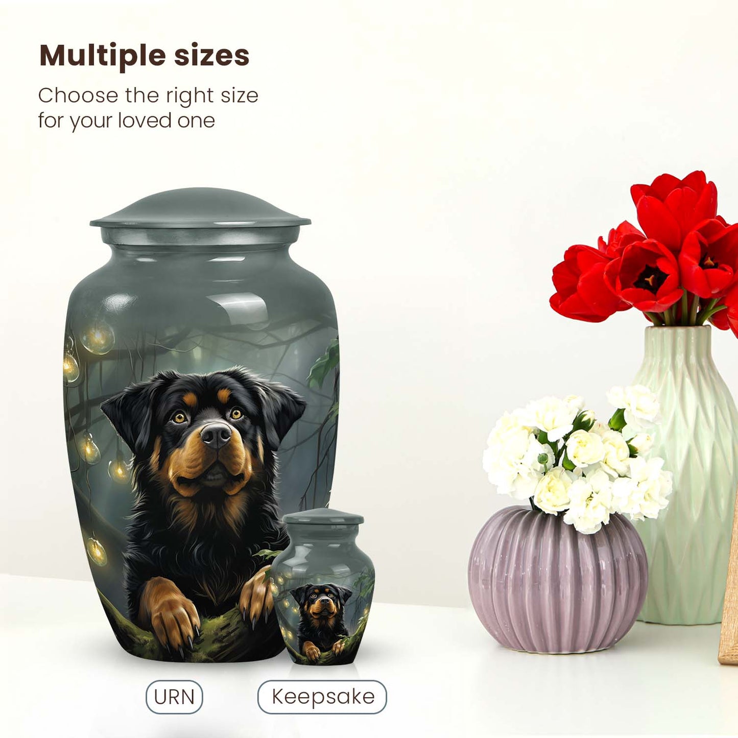 Gray Personalized Dog Keepsake Urn for Pet Ashes - Yatskia