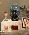 Rottweiler Dog Urn for Ashes – Gray Pet Memorial Keepsake