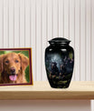 Two Rottweilers Dog Urn for Ashes – Black Pet Memorial Keepsake