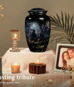 Two Rottweilers Dog Urn for Ashes – Black Pet Memorial Keepsake