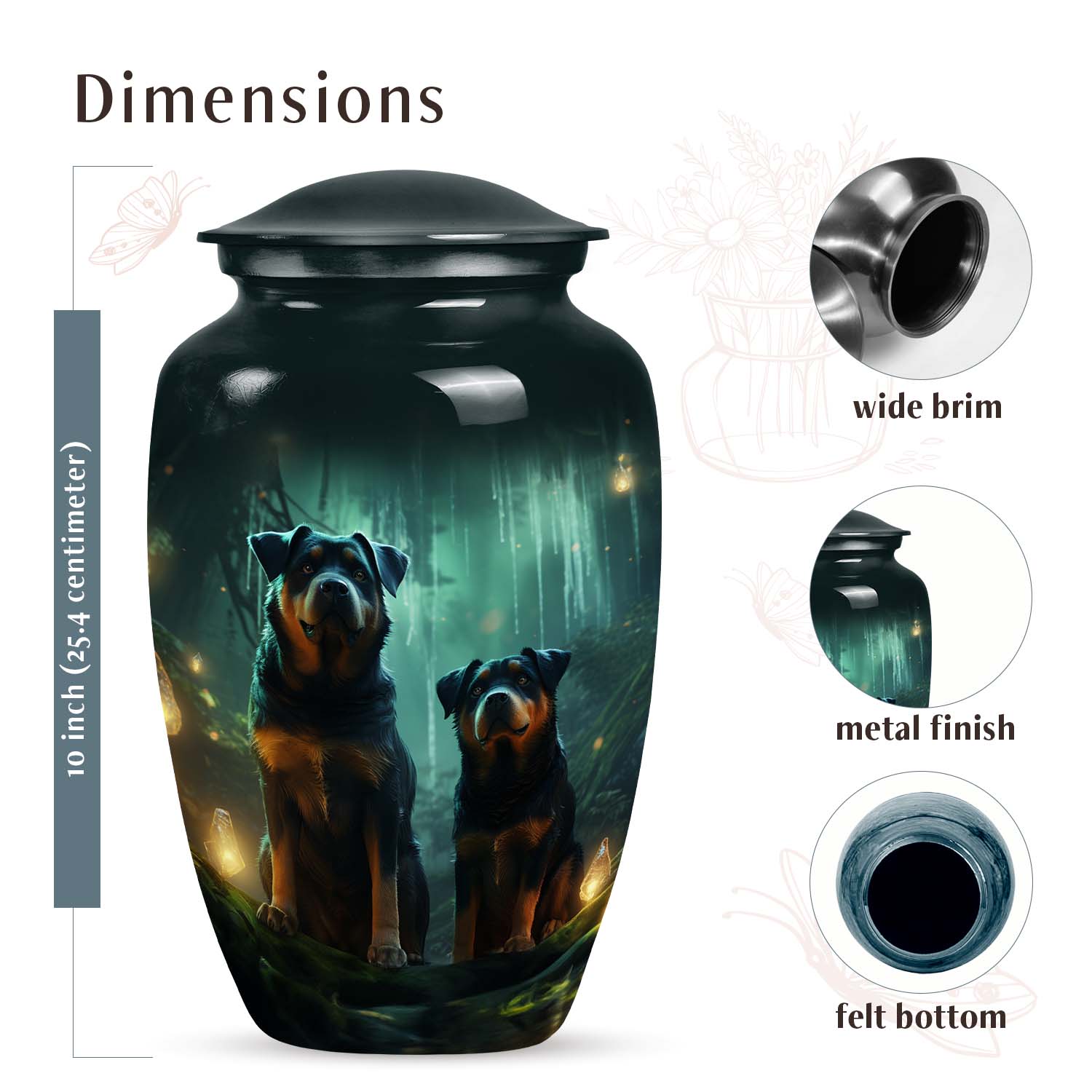 Rottweiler Dog Urn – Loving Remembrance Keepsake for a Pair of Pets