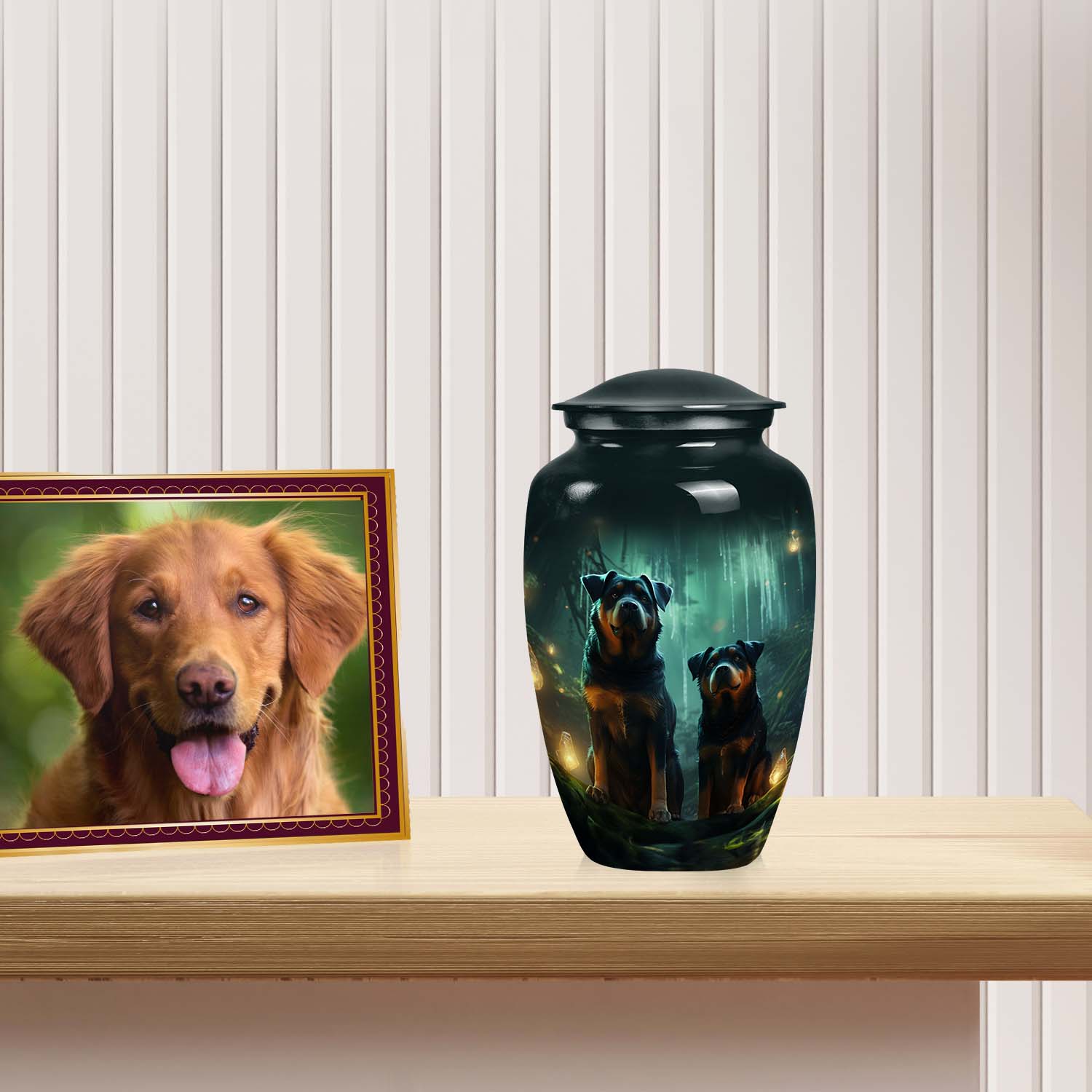 Rottweiler Dog Urn – Loving Remembrance Keepsake for a Pair of Pets