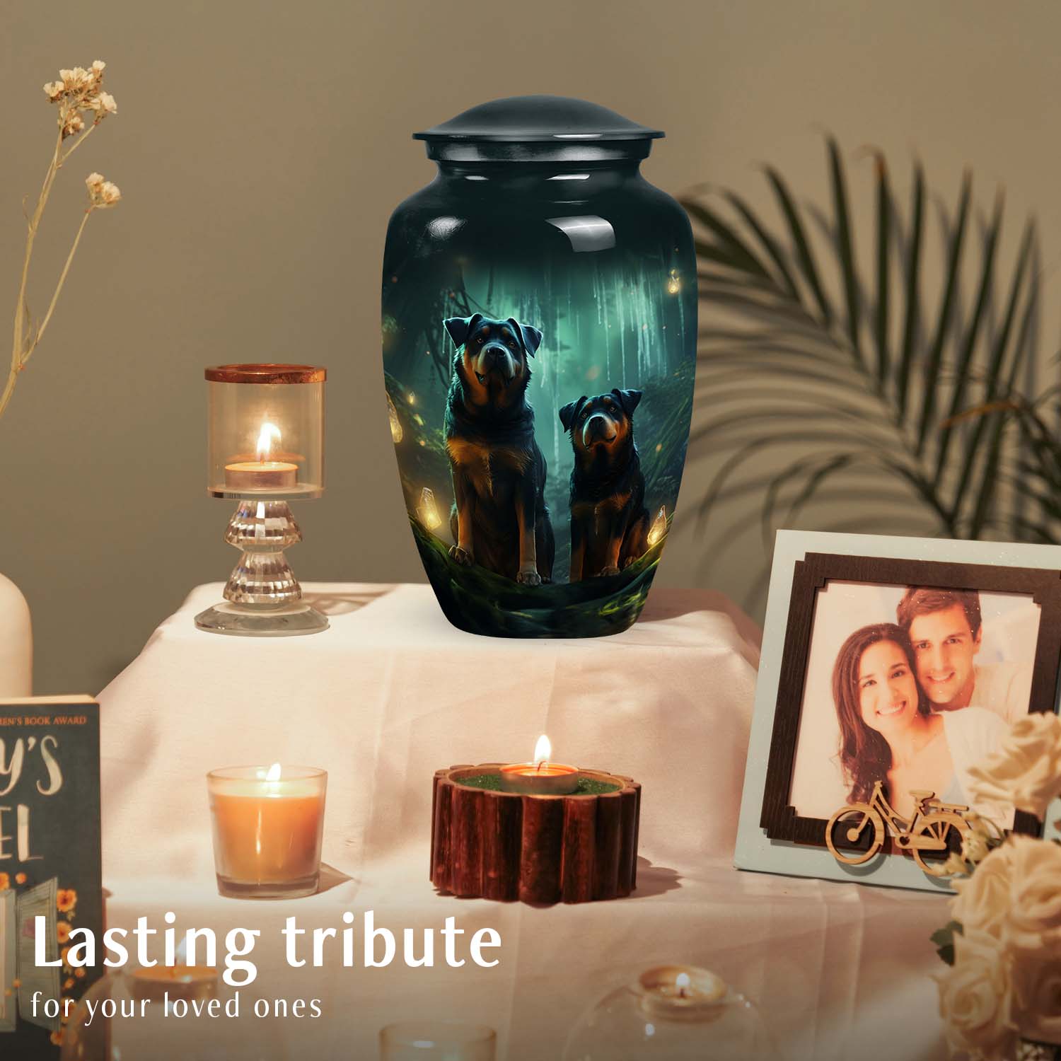 Rottweiler Dog Urn – Loving Remembrance Keepsake for a Pair of Pets