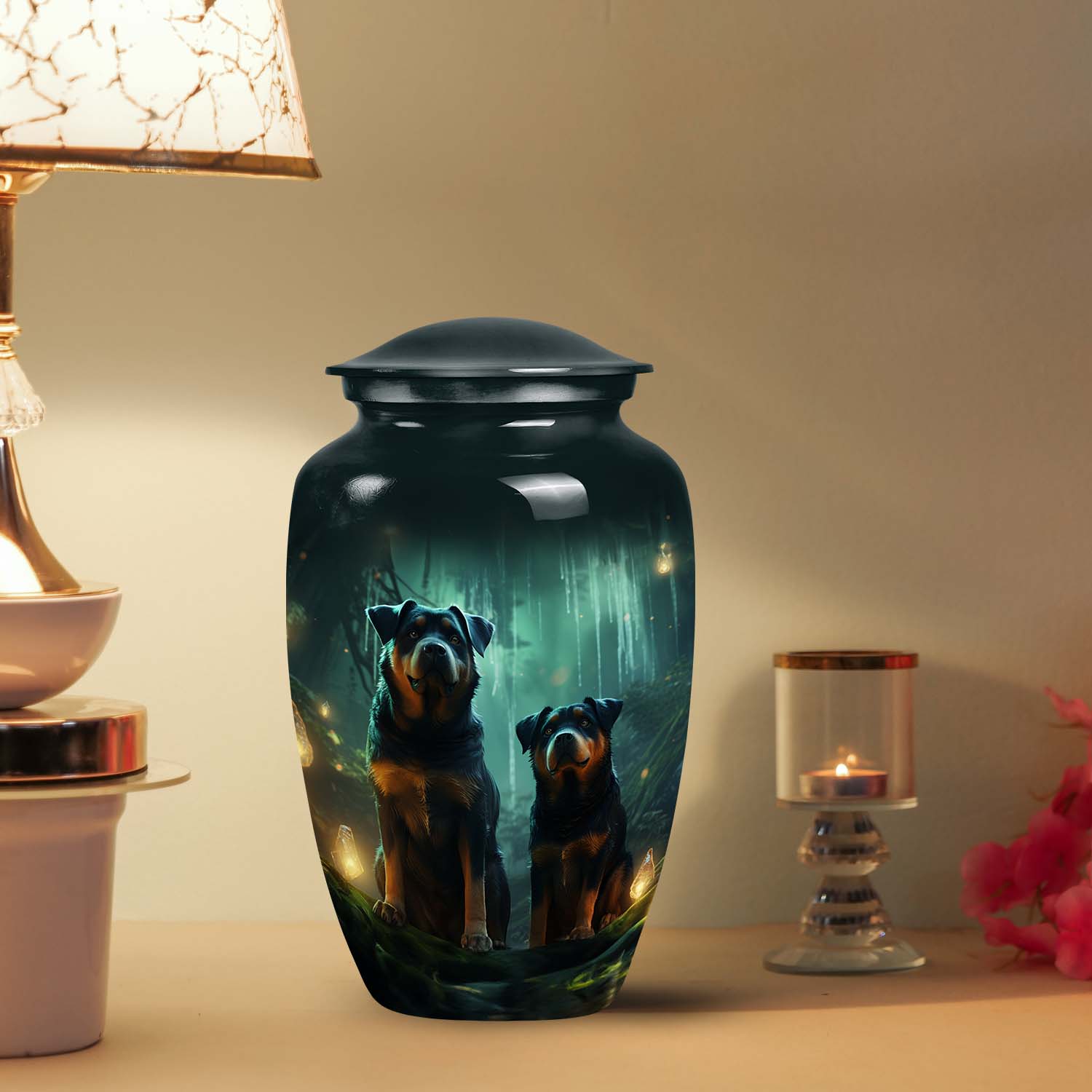 Rottweiler Dog Urn – Loving Remembrance Keepsake for a Pair of Pets