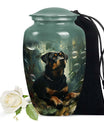 Green Pet Memorial Urn – Rottweiler Portrait Keepsake