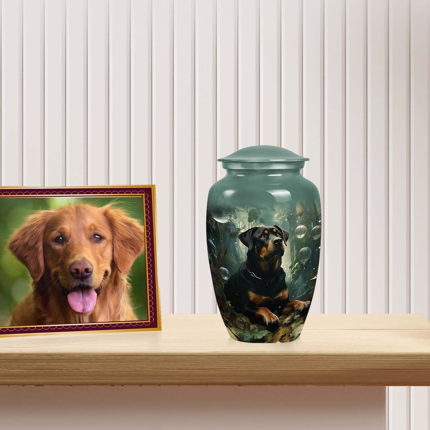 Green Personalized Dog Keepsake Urn for Pet Ashes - Yatskia
