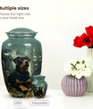 Green Pet Memorial Urn – Rottweiler Portrait Keepsake