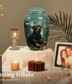 Green Pet Memorial Urn – Rottweiler Portrait Keepsake