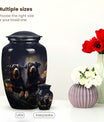 Two Rottweilers Dog Urn for Ashes – Black Pet Memorial Keepsake