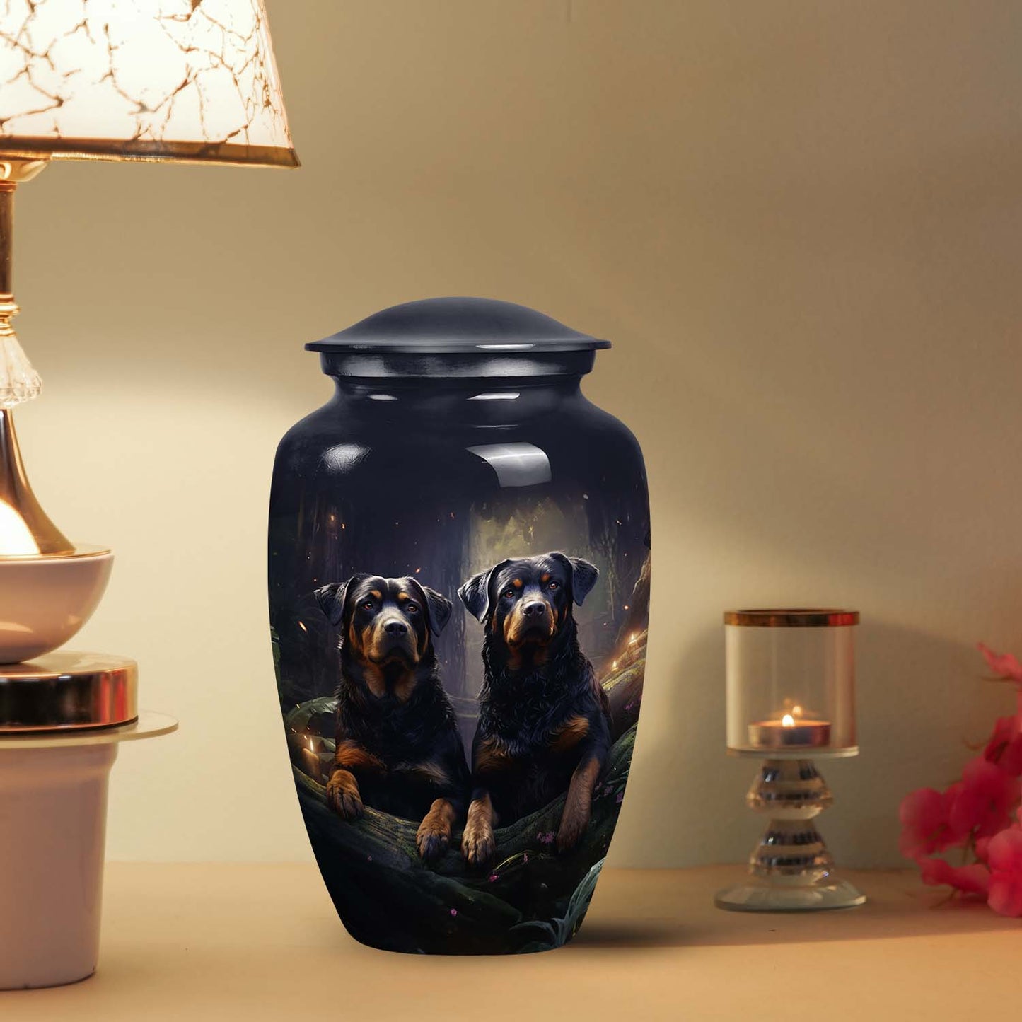 Black Personalized Dog Memorial Urn for Pet Ashes - Yatskia