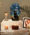 Rottweiler Dog Cremation Urn – Pet Memorial Keepsake with Fairy Light