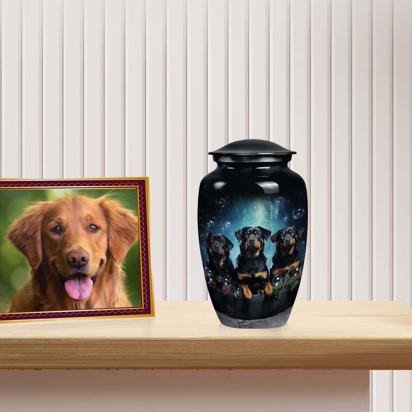 Black Personalized Dog Keepsake Urn for Pet Ashes - Yatskia
