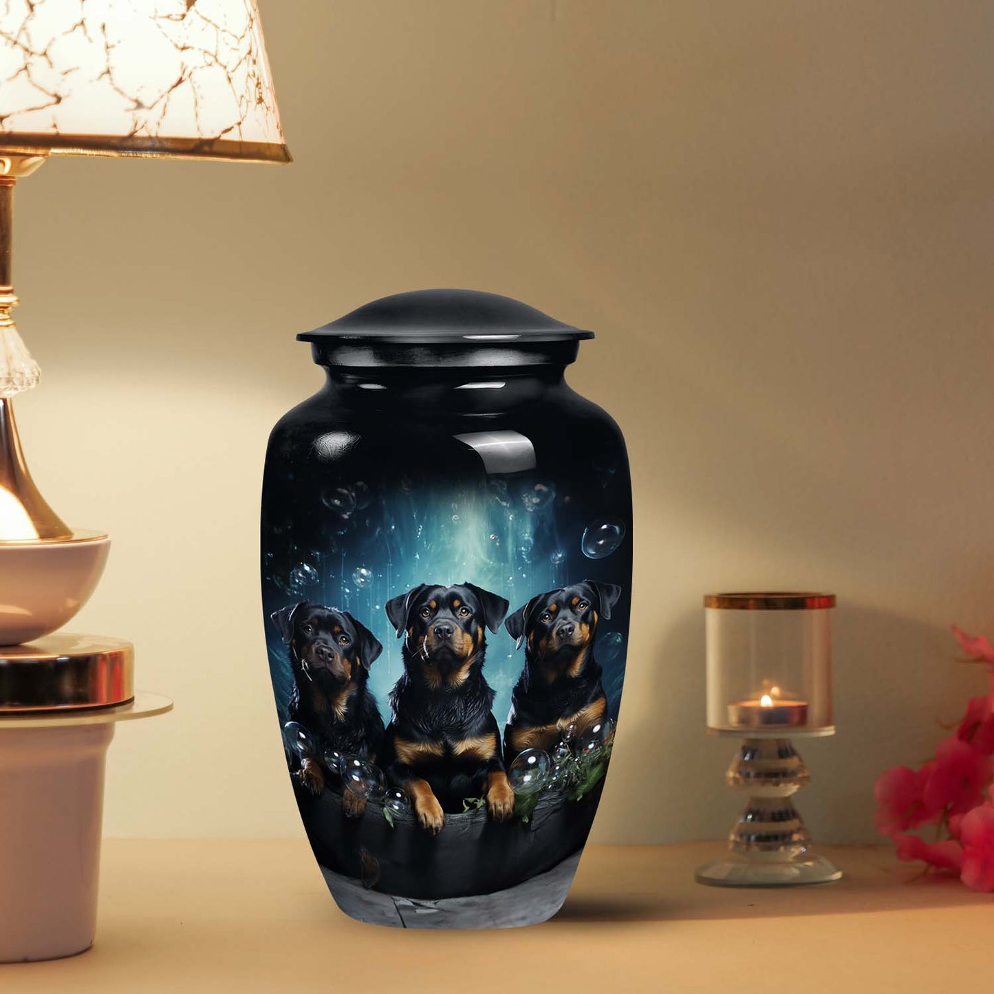 Black Personalized Dog Keepsake Urn for Pet Ashes - Yatskia