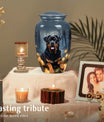 Gray Pet Remembrance Urn – Rottweiler Keepsake Urn for Ashes