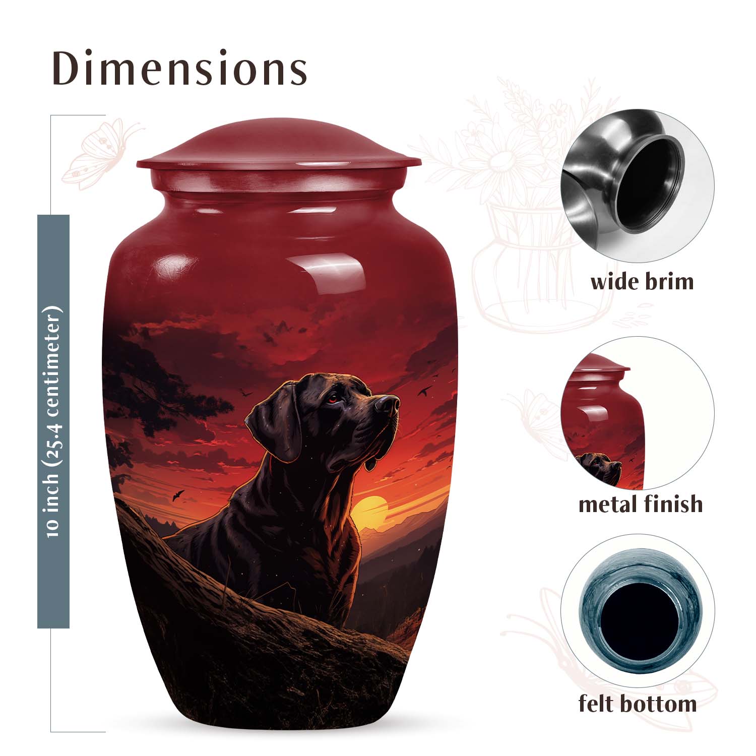 Red Cremation Urn for Pet Ashes – Loving Remembrance Urn