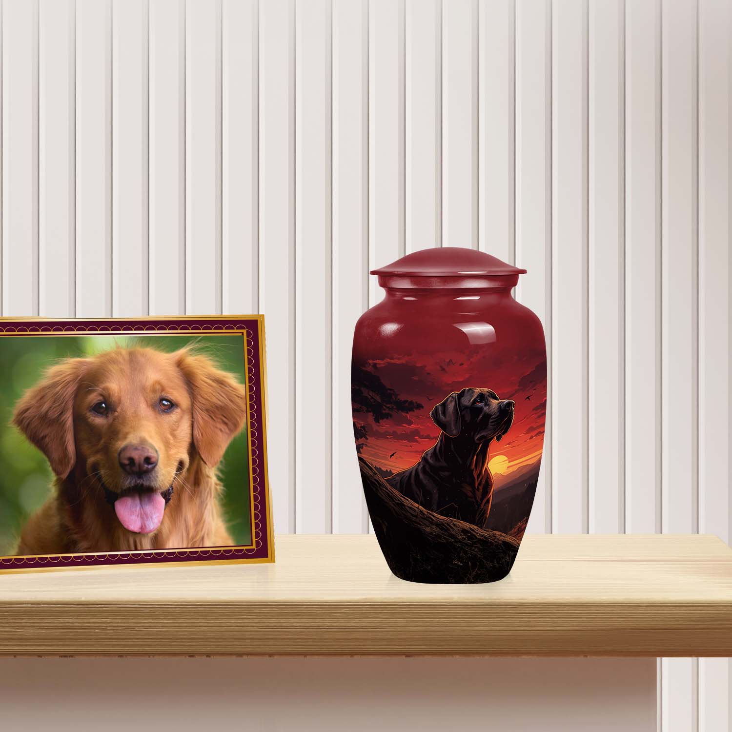 Red Cremation Urn for Pet Ashes – Loving Remembrance Urn