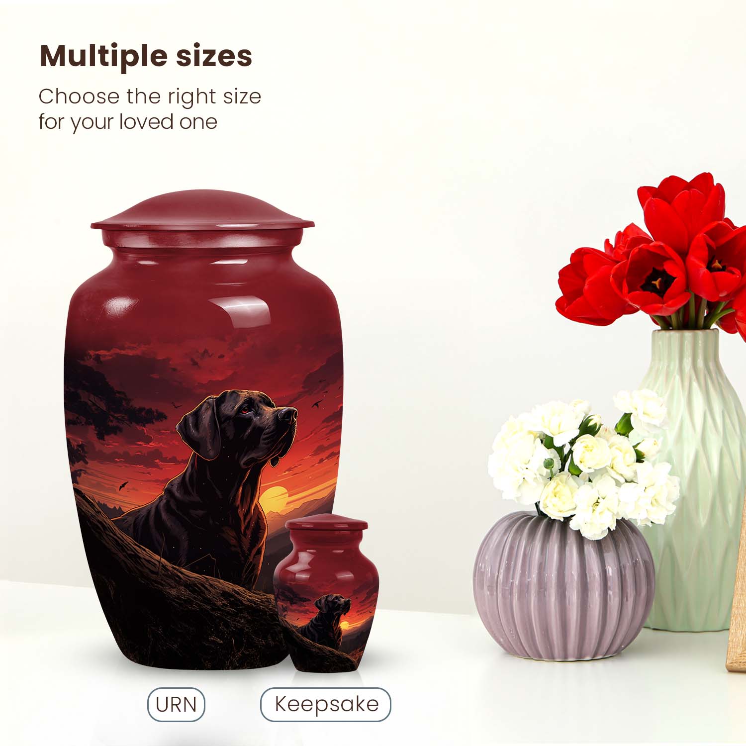 Red Cremation Urn for Pet Ashes – Loving Remembrance Urn
