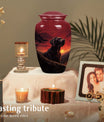 Red Cremation Urn for Pet Ashes – Loving Remembrance Urn