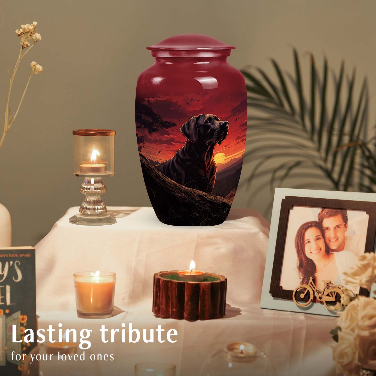 Red Cremation Urn for Pet Ashes – Loving Remembrance Urn