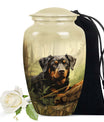Rottweiler Dog Urn for Ashes – Forest Scene Pet Memorial Keepsake