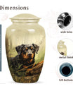 Rottweiler Dog Urn for Ashes – Forest Scene Pet Memorial Keepsake