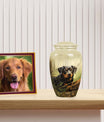 Rottweiler Dog Urn for Ashes – Forest Scene Pet Memorial Keepsake