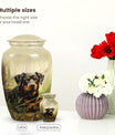 Rottweiler Dog Urn for Ashes – Forest Scene Pet Memorial Keepsake