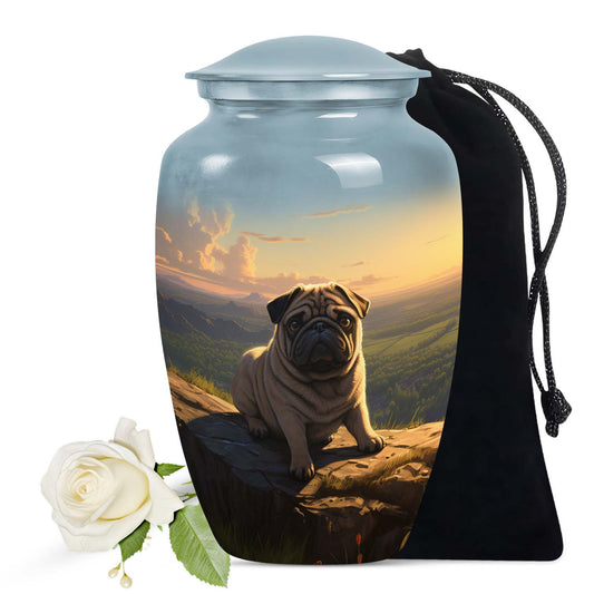 Pug Keepsake Urn with Sunset Art – Loving Dog Cremation Urn