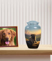 Pug Keepsake Urn with Sunset Art – Loving Dog Cremation Urn